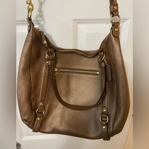 Coach F17566 Leather Alexandra Convertible Pebble Leather Copper/Bronze